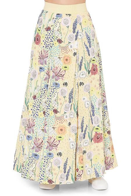 Payal Singhal_Yellow Art Crepe Bee Garden Prints Blouse Scoop Jacket With Lehenga Set_at_Aza_Fashions