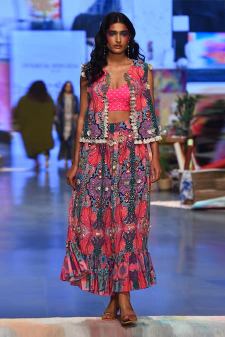 Payal Singhal Amalie Printed Jacket & Skirt Set 