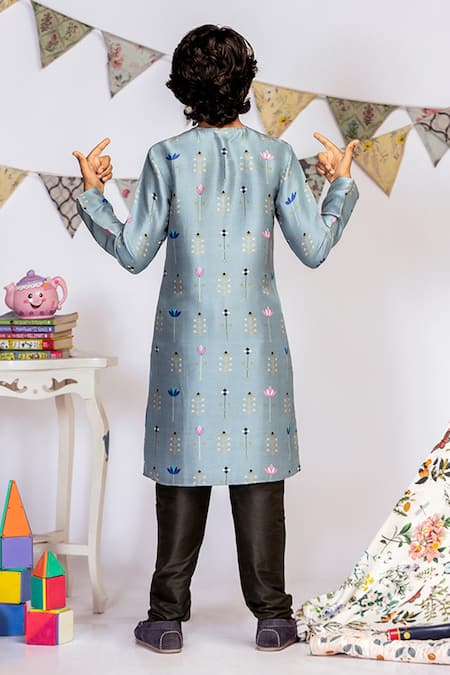 PS Kids By Payal Singhal Cotton Silk Printed Kurta Pant Set 