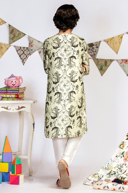 PS Kids By Payal Singhal Cotton Silk Printed Kurta Pant Set 