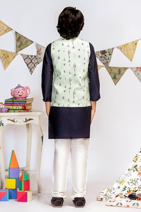PS Kids By Payal Singhal Abstract Print Bundi & Kurta Set 