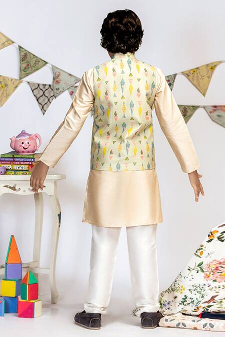 PS Kids By Payal Singhal Abstract Print Bundi & Kurta Set 