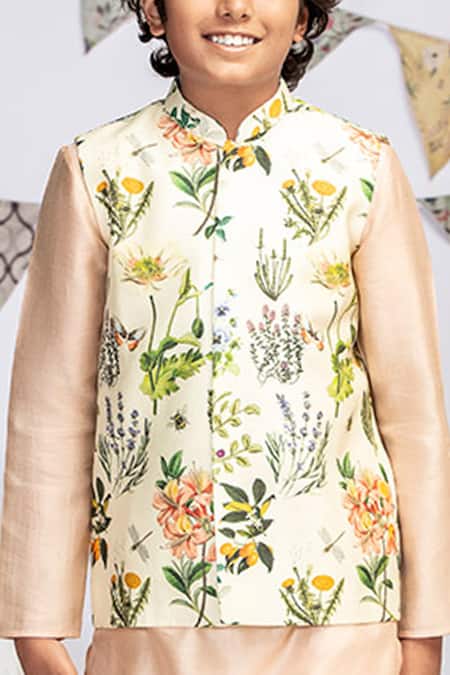 Buy PS Kids By Payal Singhal Blush Cotton, Silk Embroidery Floral Print Kurta Set Online at Aza Fashions Buy_PS Kids By Payal Singhal_Blush Cotton, Silk Embroidery Floral Print Kurta Set_Online_at_Aza_Fashions