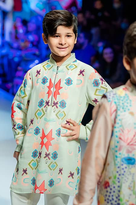 PS Kids By Payal Singhal Printed Bomber Kurta With Pants 