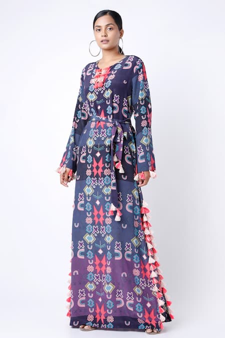 PS Pret by Payal Singhal Star Print Kaftan With Belt 