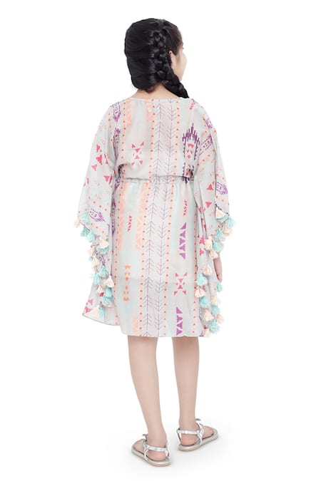 PS Kids By Payal Singhal Printed Grey Kaftan Dress 