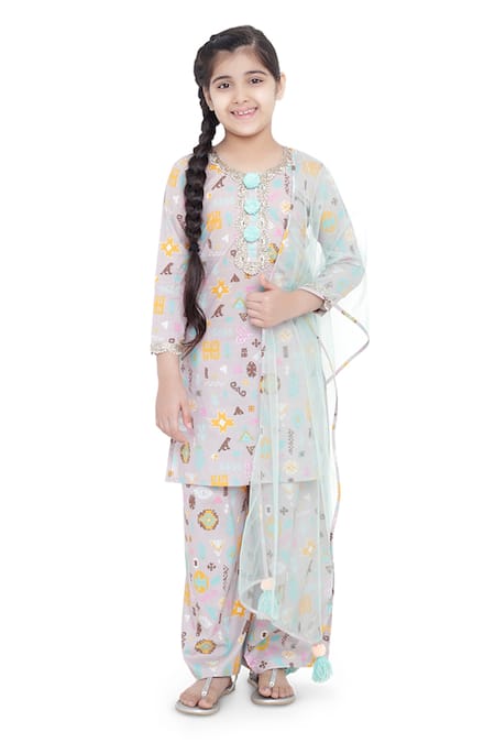 PS Kids by Payal Singhal Cotton Printed Kurta Palazzo Set 