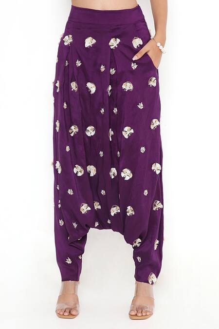 Payal Singhal_Purple Silk And Net Embroidery Thread Scoop Neck Kurta Set_at_Aza_Fashions