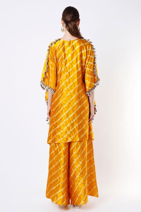 Payal Singhal Silk Leheriya Kaftan & Palazzo Set 
