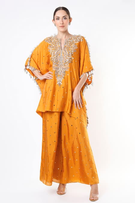 Payal Singhal Silk Mukaish Kaftan & Palazzo Set 