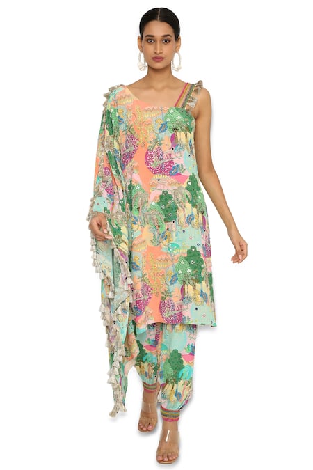 Payal Singhal Animal Print Kaftan & Jogger Pant Set 