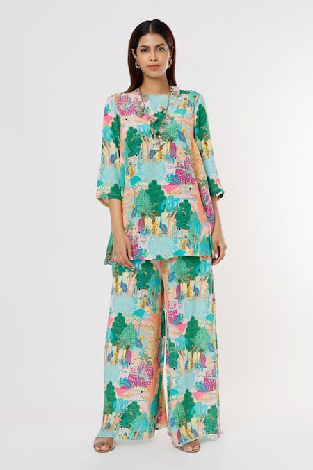 PS Pret by Payal Singhal Kuno Print Tunic & Palazzo Set 