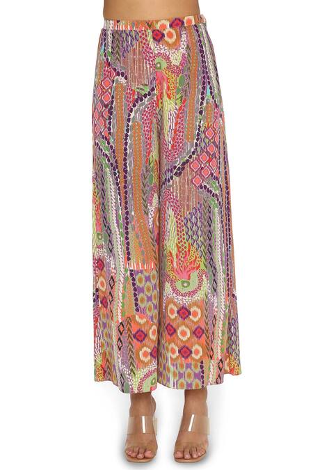 Payal Singhal_Multi Color Crepe Printed African Round Kaftan And Palazzo Set_at_Aza_Fashions