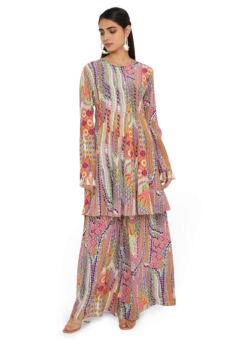 Payal Singhal African Print Kalidar Tunic & Palazzo Set 