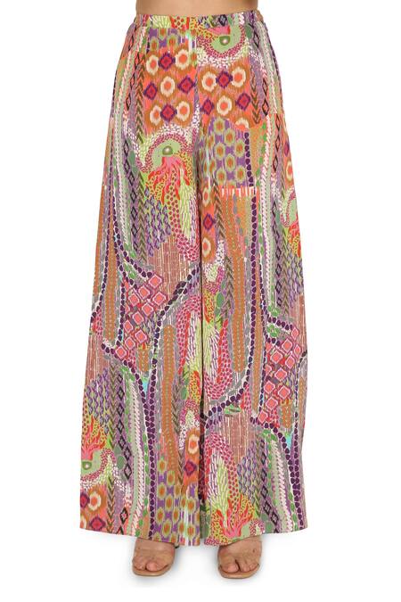 Payal Singhal_Multi Color Crepe Printed African Round Kalidar Tunic And Palazzo Set _at_Aza_Fashions