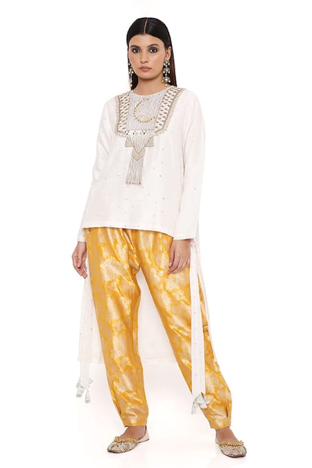 Buy Payal Singhal Off White , Brocade, Abla Chaandtara Embroidered Kurta And Pant Set Online at Aza Fashions Buy_Payal Singhal_Off White , Brocade, Abla Chaandtara Embroidered Kurta And Pant Set _Online_at_Aza_Fashions