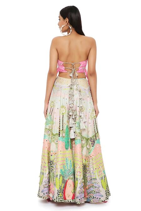 Buy_Payal Singhal_Pink Dupion Silk, Georgette And Net Kite , Tropical Ivana Lehenga Set _Online_at_Aza_Fashions