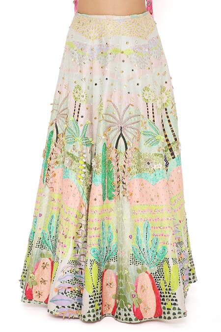 Payal Singhal_Pink Dupion Silk, Georgette And Net Kite , Tropical Ivana Lehenga Set _at_Aza_Fashions