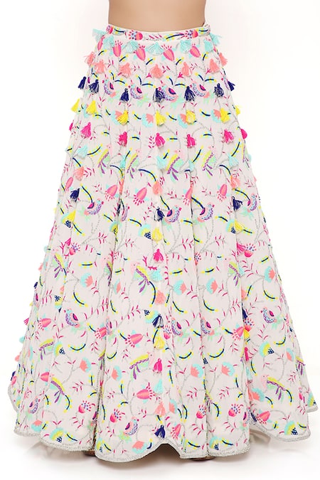 Shop_Payal Singhal_Grey Georgette And Organza Thread Halter Neck Mahira Embroidered Lehenga Set 