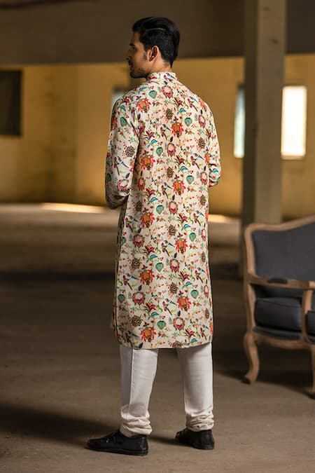 Shop PS Men By Payal Singhal Multi Color , Cotton Chidiya Print Kurta Set at Aza Fashions Shop_PS Men By Payal Singhal_Multi Color , Cotton Chidiya Print Kurta Set _at_Aza_Fashions