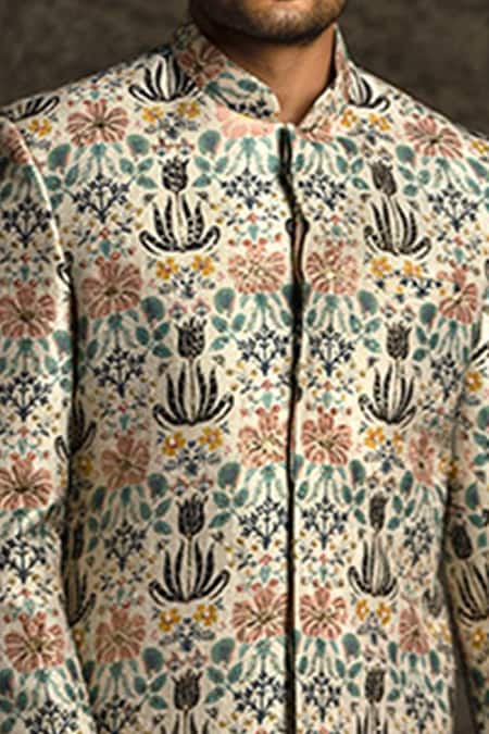 Buy PS Men By Payal Singhal Beige Dupion , Cotton Tulip Garden Print Sherwani Set Online at Aza Fashions Buy_PS Men By Payal Singhal_Beige Dupion , Cotton Tulip Garden Print Sherwani Set _Online_at_Aza_Fashions