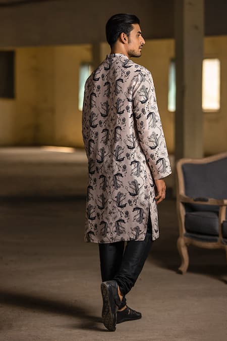 Shop PS Men By Payal Singhal Peach , Cotton Jannat Print Kurta Set at Aza Fashions Shop_PS Men By Payal Singhal_Peach , Cotton Jannat Print Kurta Set _at_Aza_Fashions
