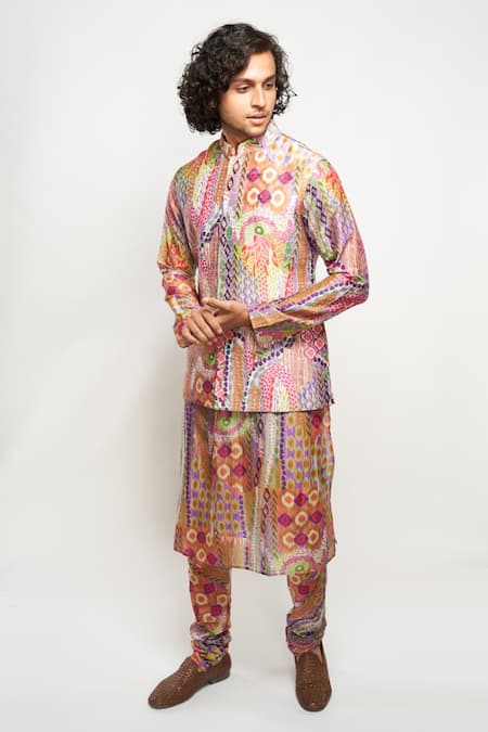 PS Men By Payal Singhal African Print Bundi & Kurta Set 