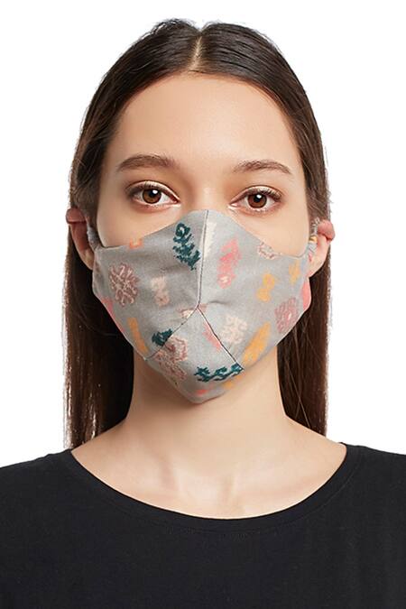 Payal Singhal Accessories_Purple Printed Bandhani Kilim Reversible Face Mask_Online_at_Aza_Fashions