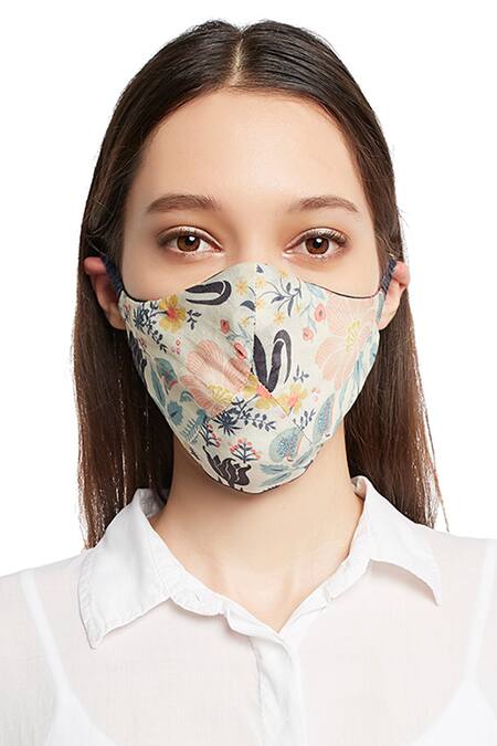 Buy_Payal Singhal Accessories_Blue Printed Reversible Face Mask_Online_at_Aza_Fashions