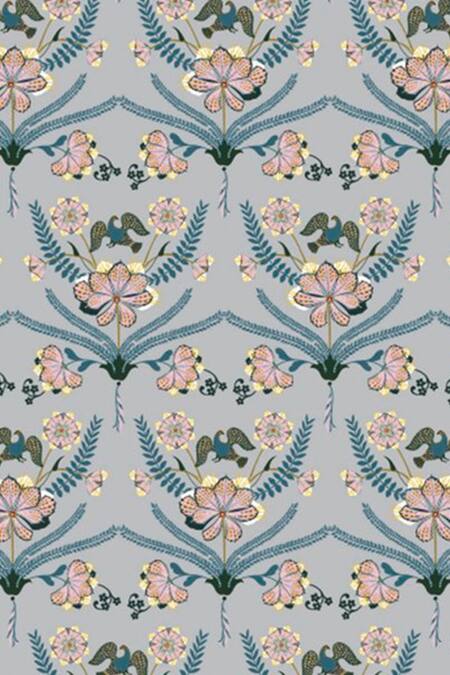 Shop Payal Singhal Accessories Blue Printed Botanical Garden Pocket Square at Aza Fashions Shop_Payal Singhal Accessories_Blue Printed Botanical Garden Pocket Square_at_Aza_Fashions