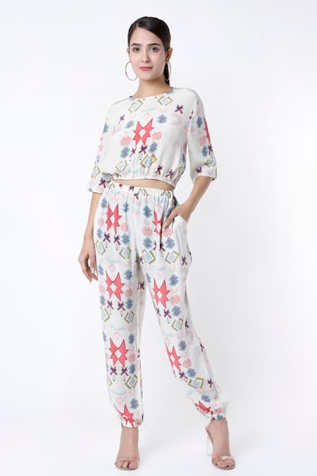 PS Pret by Payal Singhal Printed Crop Top & Jogger Pant Set 