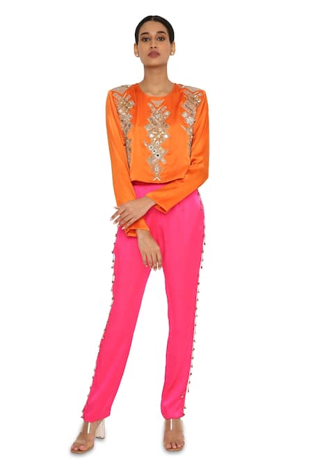 Payal Singhal Hamsa Work Crop Top & Pant Set 