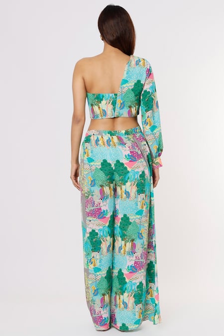 PS Pret By Payal Singhal Kuno Print Crop Top & Palazzo Set 