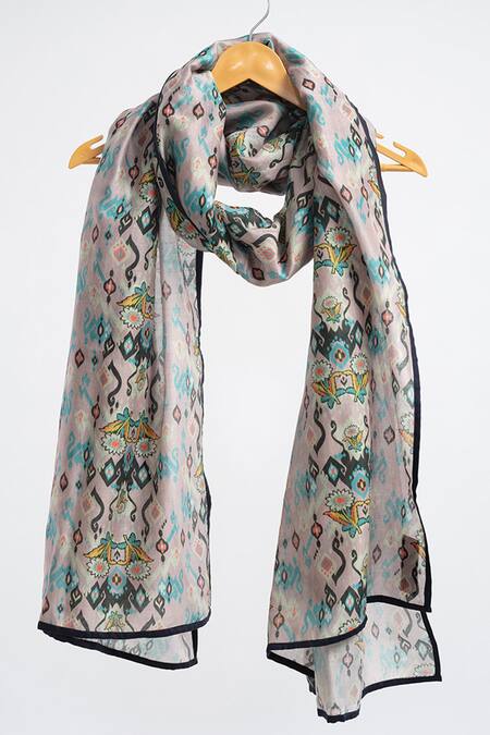 Buy_Payal Singhal Accessories_Pink Printed Ikat Love Scarf_Online_at_Aza_Fashions