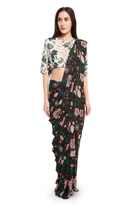 PS Pret by Payal Singhal Abutilon Print Saree With Blouse 