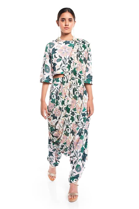 PS Pret by Payal Singhal Printed Top & Draped Pant Set 