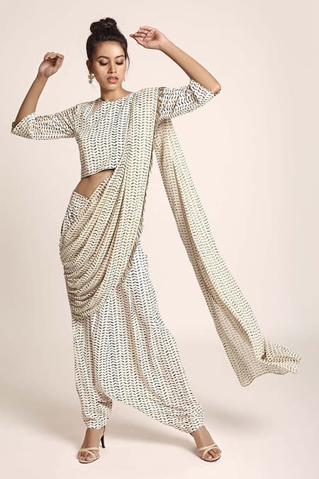 PS Pret by Payal Singhal Printed Top & Draped Pant Set 