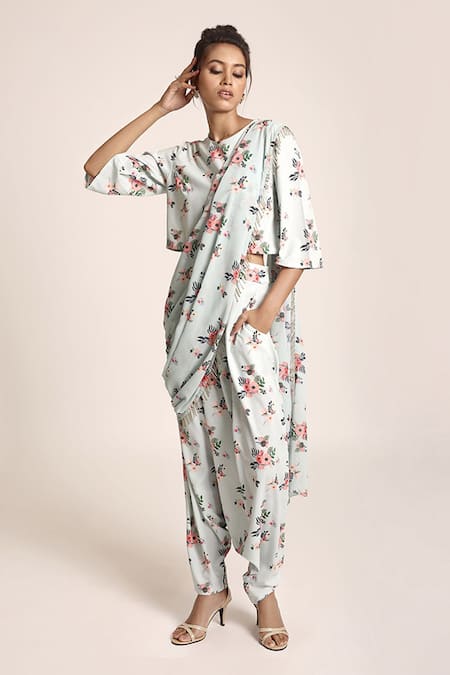 PS Pret by Payal Singhal Floral Print Top & Draped Pant Set 