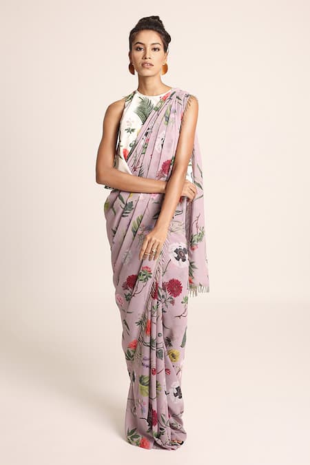 PS Pret by Payal Singhal Bageecha Print Saree & Top Set 