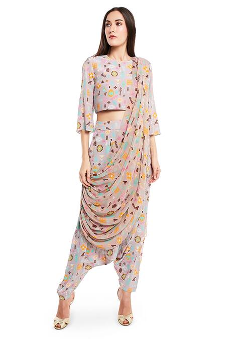 PS Pret by Payal Singhal Bandhani Kilim Print Top & Draped Pant Set 