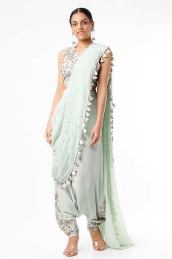 Payal Singhal Tassel Detail Dhoti Saree With Blouse 