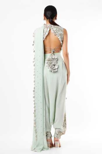 Payal Singhal Tassel Detail Dhoti Saree With Blouse 