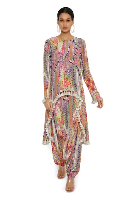 Payal Singhal African Print Tunic & Low Crotch Pant Set 