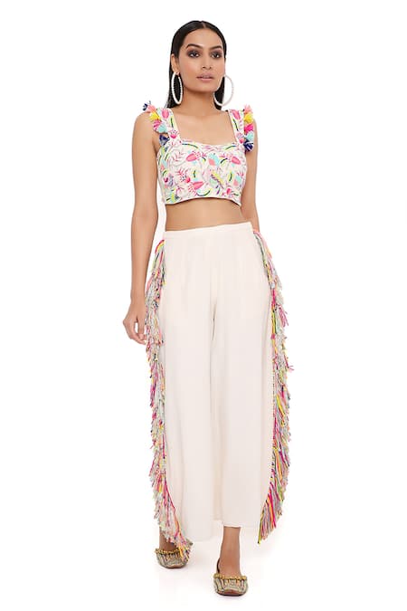 Buy Payal Singhal Grey Georgette Embroidery Thread Scoop Neck Rene Bustier And Culottes Set Online at Aza Fashions Buy_Payal Singhal_Grey Georgette Embroidery Thread Scoop Neck Rene Bustier And Culottes Set _Online_at_Aza_Fashions