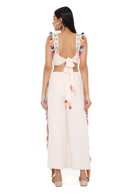 Shop Payal Singhal Grey Georgette Embroidery Thread Scoop Neck Rene Bustier And Culottes Set Online at Aza Fashions Shop_Payal Singhal_Grey Georgette Embroidery Thread Scoop Neck Rene Bustier And Culottes Set _Online_at_Aza_Fashions