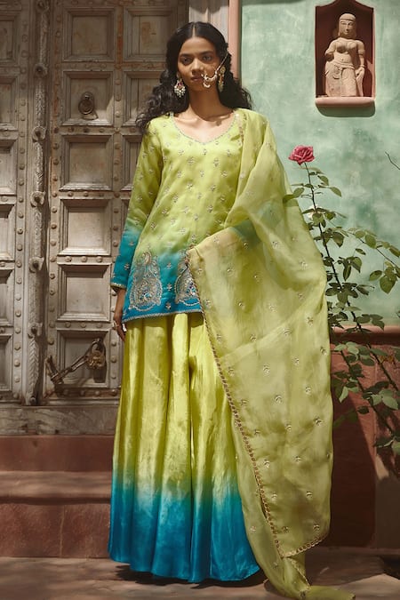 Pratibha Sultania Ombre Kurta Sharara Set 