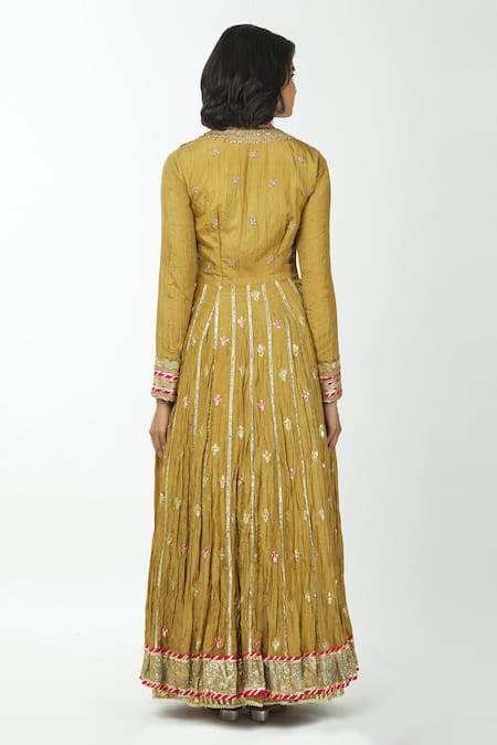 Shop Priyanka Singh Yellow Cotton Round Embroidered Anarkali Lehenga Set at Aza Fashions Shop_Priyanka Singh_Yellow Cotton Round Embroidered Anarkali Lehenga Set _at_Aza_Fashions