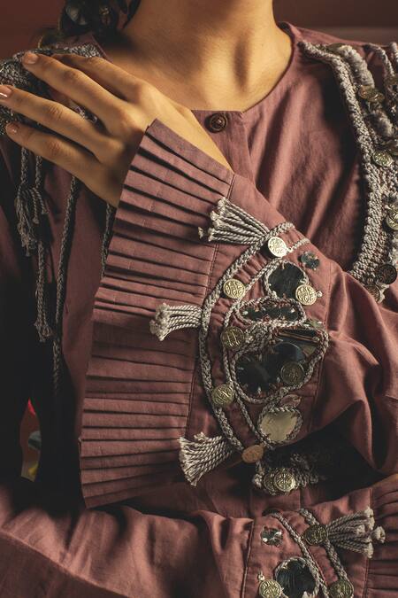 Priyanka Singh Purple Cotton Round Embroidered Kurta And Skirt Set Online at Aza Fashions Priyanka Singh_Purple Cotton Round Embroidered Kurta And Skirt Set _Online_at_Aza_Fashions