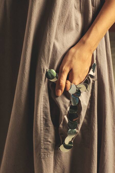 Priyanka Singh Grey Cotton, Mul Round Embroidered Maxi Dress Online at Aza Fashions Priyanka Singh_Grey Cotton, Mul Round Embroidered Maxi Dress_Online_at_Aza_Fashions