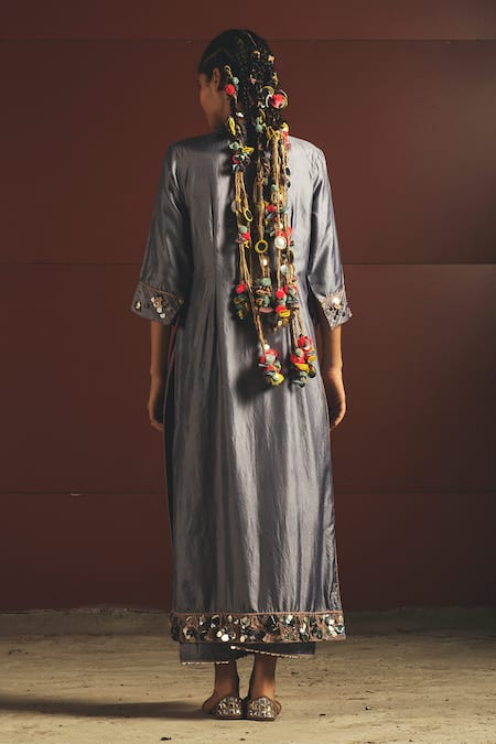 Shop Priyanka Singh Blue Silk Round Embroidered Kurta Set at Aza Fashions Shop_Priyanka Singh_Blue Silk Round Embroidered Kurta Set _at_Aza_Fashions